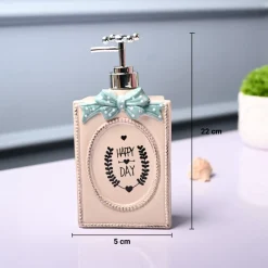Ceramic Cream Rectangle Soap Dispenser - Happy Day Print Matte Finish
