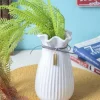 Ceramic Floral Mouth Vase With Tassel