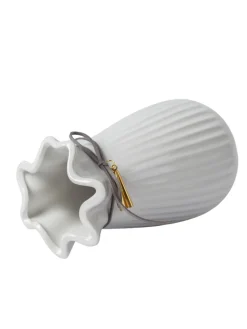 Ceramic Floral Mouth Vase With Tassel