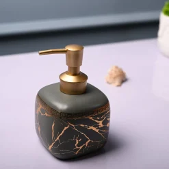Ceramic Grey Cylindrical Soap Dispenser - Static Glossy Finish