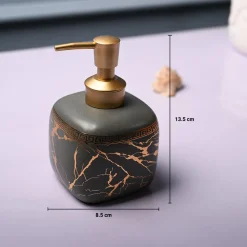 Ceramic Grey Cylindrical Soap Dispenser - Static Glossy Finish