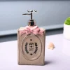 Ceramic Light Brown Rectangle Soap Dispenser - Happy Day Print Matte Finish