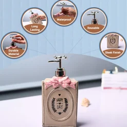 Ceramic Light Brown Rectangle Soap Dispenser - Happy Day Print Matte Finish