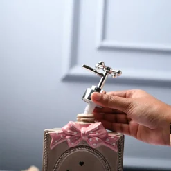 Ceramic Light Brown Rectangle Soap Dispenser - Happy Day Print Matte Finish