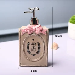 Ceramic Light Brown Rectangle Soap Dispenser - Happy Day Print Matte Finish