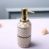 Ceramic Off White Cylindrical Soap Dispenser - Geometrical Glossy Finish