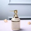 Ceramic Off White Soap Dispenser - Geometrical Glossy Finish