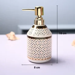 Ceramic Off White Soap Dispenser - Geometrical Glossy Finish