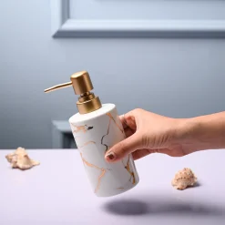 Ceramic Off White Soap Dispenser - Static Glossy Finish