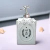 Ceramic Teal Green Rectangle Soap Dispenser - Happy Day Print Matte Finish