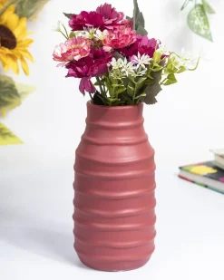 Ceramic, Vase, Engraved, Glossy : Finish, Multicolor