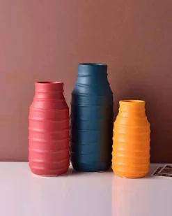 Ceramic, Vase, Engraved, Glossy : Finish, Multicolor