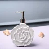 Ceramic White Rose Shaped Soap Dispenser - Flower Design Matte Finish