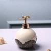 Ceramic White Round Soap Dispenser - Embossed Glossy Finish
