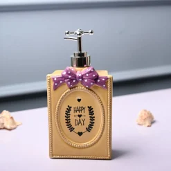 Ceramic Yellow Rectangle Soap Dispenser - Happy Day Print Matte Finish