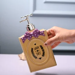 Ceramic Yellow Rectangle Soap Dispenser - Happy Day Print Matte Finish