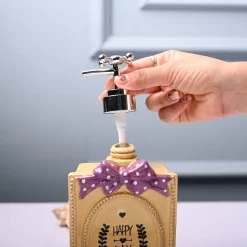 Ceramic Yellow Rectangle Soap Dispenser - Happy Day Print Matte Finish