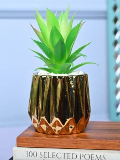 Chic & Glossy - Zigzag Design Faux Plant with Ceramic Pot