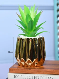 Chic & Glossy - Zigzag Design Faux Plant with Ceramic Pot