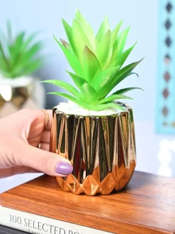 Chic & Glossy - Zigzag Design Faux Plant with Ceramic Pot