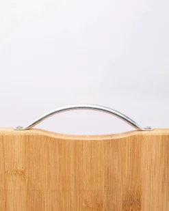 Chopping Board, with Metal Handle, Natural Wood Colour, Bamboo