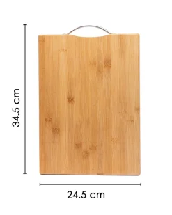 Chopping Board, with Metal Handle, Natural Wood Colour, Bamboo