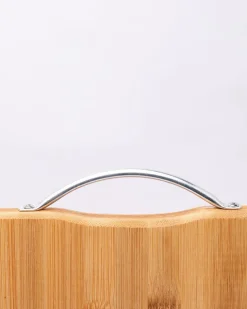 Chopping Board, with Metal Handle, Wooden Finish, Natural Wood Colour, Bamboo