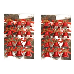Christmas Bells Tree Decoration (Red, Set Of 18, Assorted)