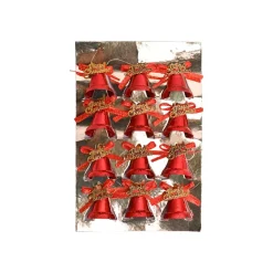 Christmas Bells Tree Decoration (Red, Set Of 18, Assorted)