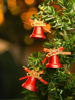 Christmas Bells Tree Decoration (Red, Set Of 18, Assorted)