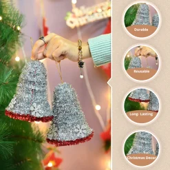 Christmas Decoration Bell Set Of 2 - Silver, X-Mas Hanging
