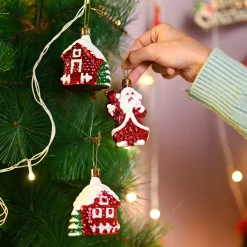 Christmas Decoration Set Of 3 Pcs  - Red, X-Mas Hanging