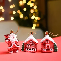 Christmas Decoration Set Of 3 Pcs  - Red, X-Mas Hanging