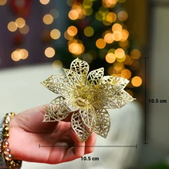 Christmas Decoration Star Set Of 2 (12 Pcs) - Golden & Silver, X-Mas Hanging