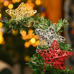 Christmas Decoration (White & Golden, Set Of 6 Pcs)