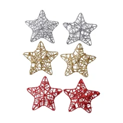 Christmas Decoration (White & Golden, Set Of 6 Pcs)