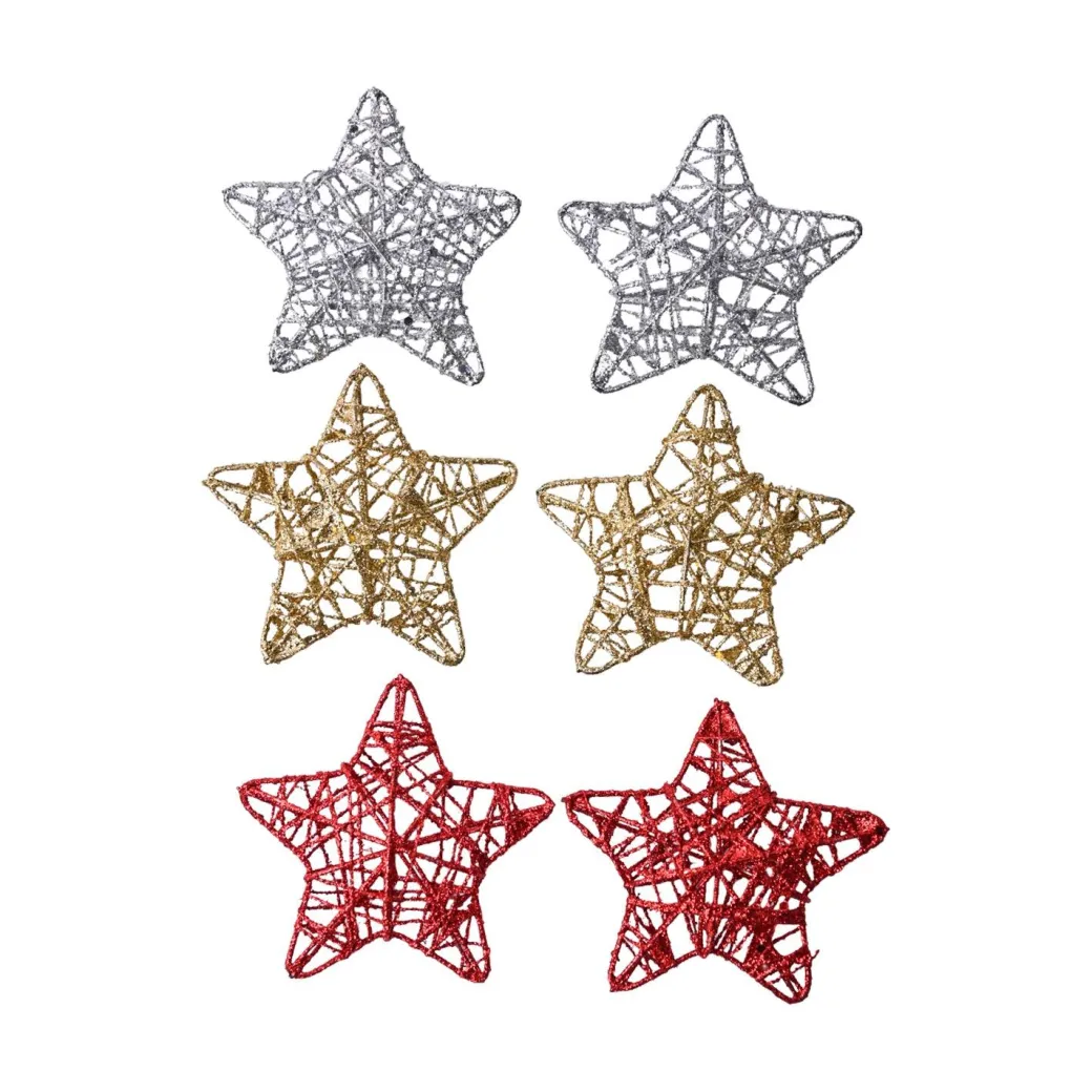 Christmas Decoration (White & Golden, Set Of 6 Pcs)