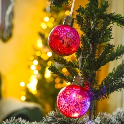 Christmas Hanging Balls Set Of 2 Pcs (Red, Assorted)