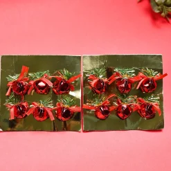 Christmas Hanging Bell Set Of 2 (12 Pcs ) - Red, X-Mas Hanging