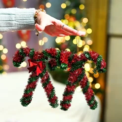Christmas Hanging Candy Cane Set Of 2 - Red & Green, X-Mas Hanging