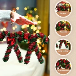 Christmas Hanging Candy Cane Set Of 2 - Red & Green, X-Mas Hanging