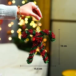 Christmas Hanging Candy Cane Set Of 2 - Red & Green, X-Mas Hanging