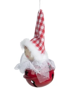 Christmas Hanging Santa Head Ornament With Bell Set Of 4 Pcs - Assorted Design