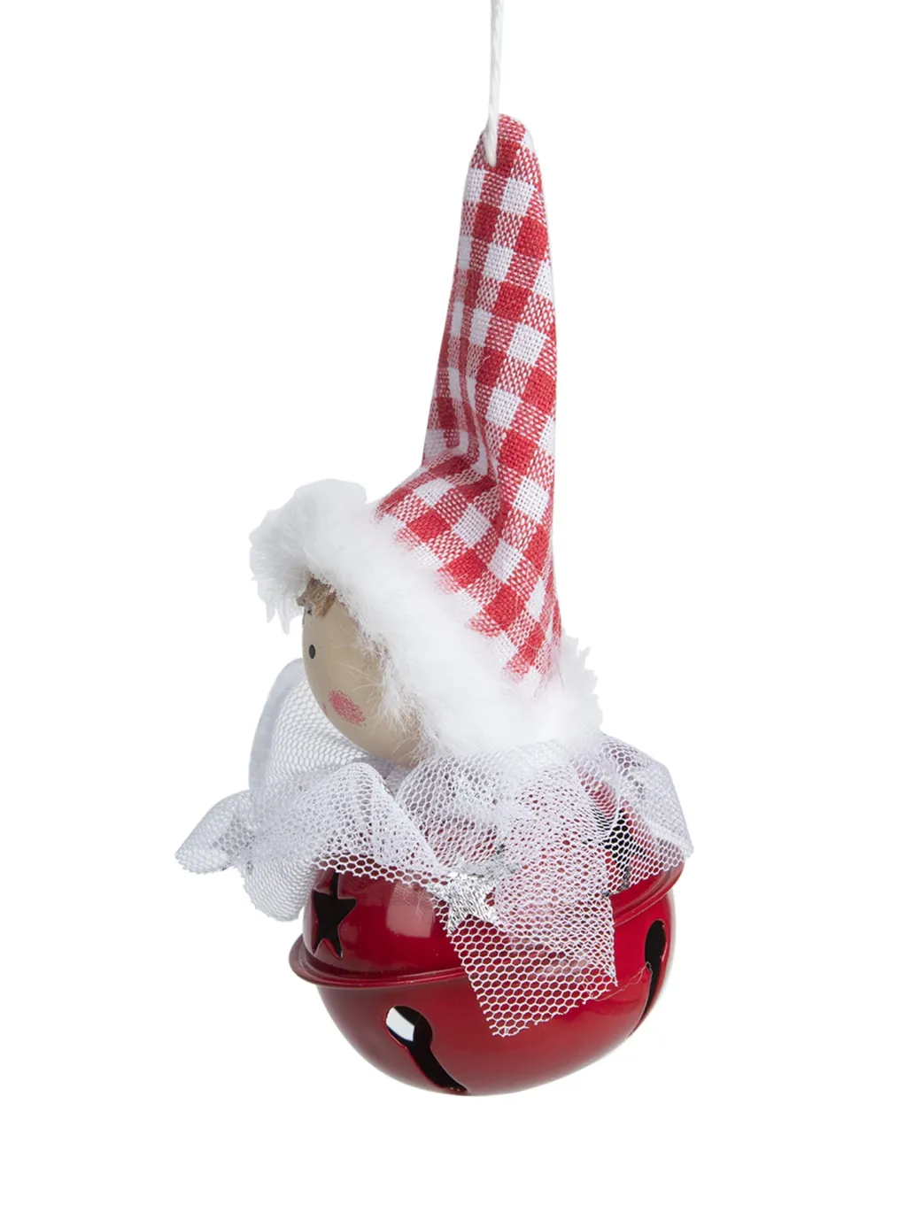 Christmas Hanging Santa Head Ornament With Bell Set Of 4 Pcs - Assorted Design