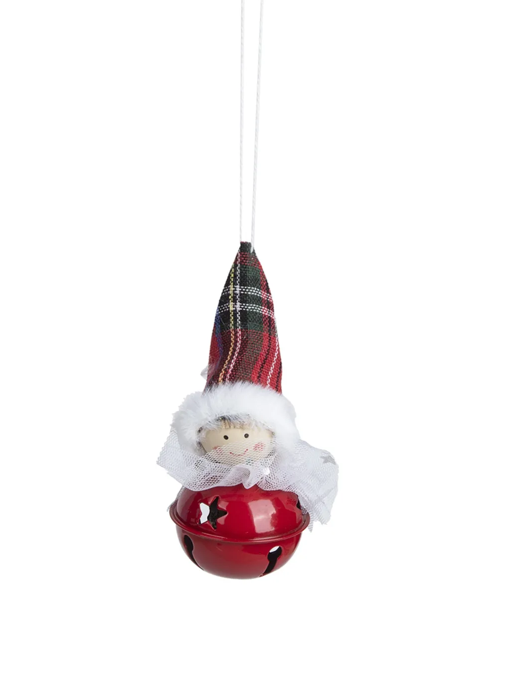 Christmas Hanging Santa Head Ornament With Bell Set Of 4 Pcs - Assorted Design