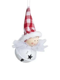 Christmas Hanging Santa Head Ornament With Bell Set Of 4 Pcs - Assorted Design