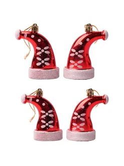 Christmas Santa Cap Decoration Set Of 4 Pcs