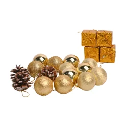 Christmas Tree Hanging Ball (Gold, Set Of 20 Pcs)