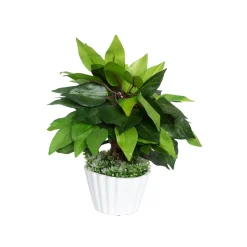 Ciliated Leaves Artificial Flower Vase For Home Décor