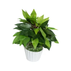 Ciliated Leaves Artificial Flower Vase For Home Décor